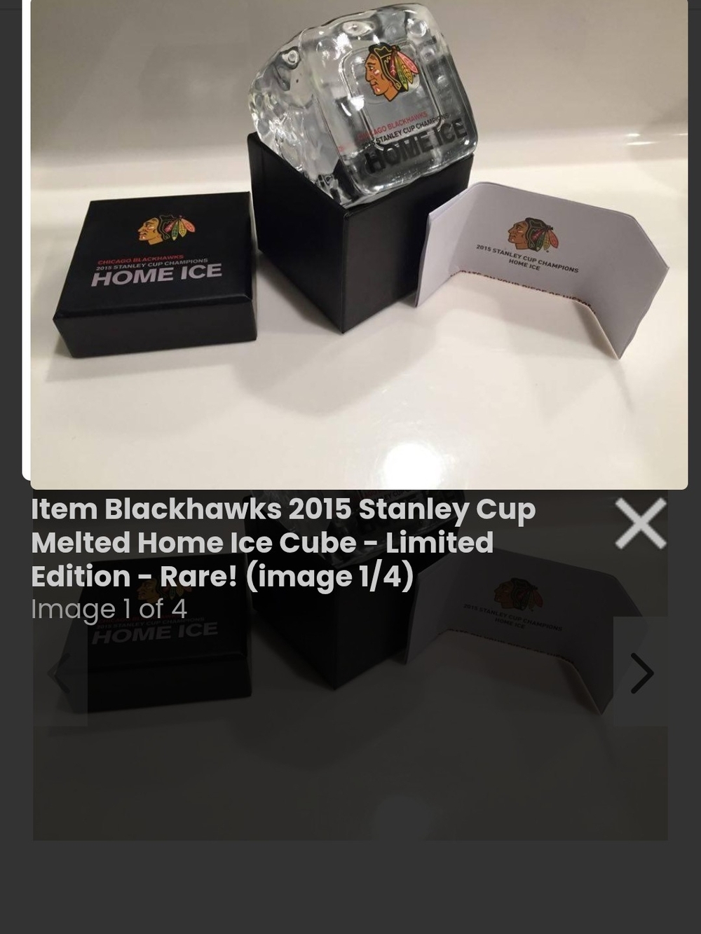 Chicago Blackhawks Home Ice Glass Cube - Clear with Team Logo